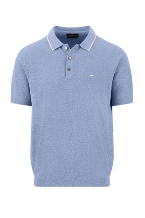 Fynch-Hatton Fynch-Hatton Mens KNITTED POLO SHIRT NEW BREEZE - Blue Cotton - Size X-Large
