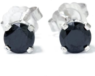 Pompeii3 1/2ct Black Spinel Studs Earrings 14K White Gold