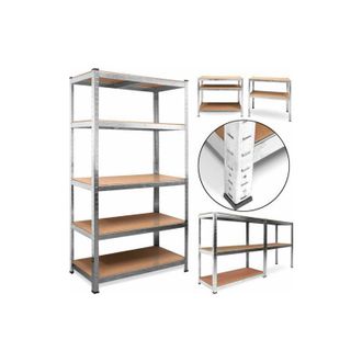 Deuba Scaffale 5 ripiani portata 875kg in mdf e metallo zincato montabile in piu modi