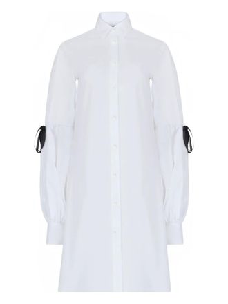 Nina Ricci bow-detail shirt dress - women - Cotton/Polyester - 34 - White