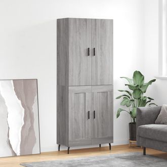 vidaXL Vidaxl - Aparador Alto Madera Contrachapada Gris Sonoma 69,5x34x180 Cm