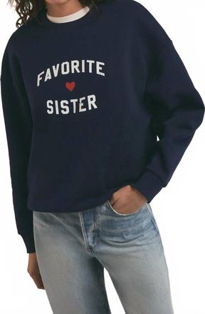 Favorite Daughter Favorite Sister Heart Logo Sweatshirt In Navy