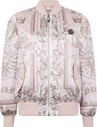 Philipp Plein Oversized Satin Bomber Butterfly Tattoo