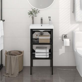 vidaXL Furniture Limited - Estructura De Lavabo De Hierro Negro 40x38x83
