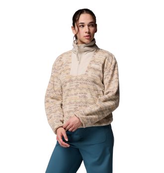 Columbia Fleecepullover COLUMBIA SEQUOIA GROVE PRINTED HALF ZIP, Damen, Gr. XL, beige (schwarz stone horizons), Obermaterial: 100% Polyester, normal, Rundhals,