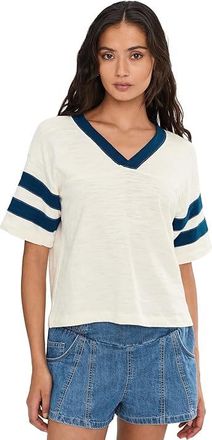 Faherty Sunwashed Slub Varsity T-Shirts Womens Clothing Titan Varsity : LG, Cotton