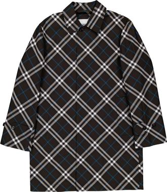 Burberry Check Print Mid-Length Car Coat, Brand Size 50 ( US Size 40 )