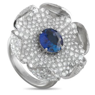 Luxury Bazaar Platinum 2.50ct Diamond and Sapphire Flower Ring MF21-122325