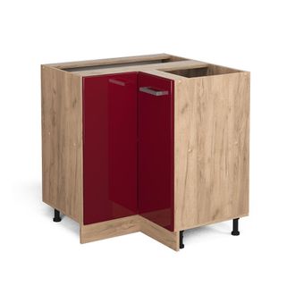Vicco Armario De Esquina R-line, Rojo Burdeos Alto Brillo, 75.6 Cm Et M&aacute;rmol