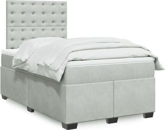 vidaXL Vidaxl - Cama Box Spring Con Colch&oacute;n Terciopelo Gris Claro 120x200 Cm