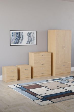 Home Discount Vida Designs Riano 4Pc Bedroom Set 2 Drawer Bedside, 5 Drawer Chest in Brown