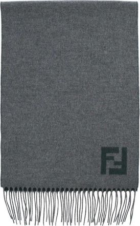 Fendi Accessoires, Heren, Grijs, ONE Size, Wol, Wollen en kasjmier sjaal