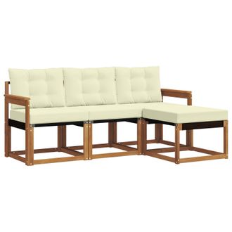 vidaXL Conjunto De Sof&aacute;s De Exterior Con Coj&iacute;n 4 Pcs Natural Y Crema Vidaxl