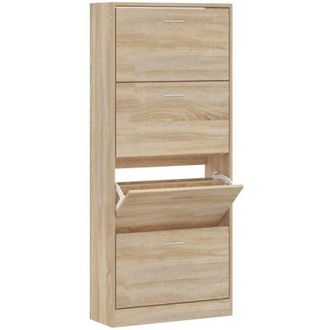 vidaXL Vidaxl - Mueble Zapatero Madera Contrachapada Roble Sonoma 63x24x147 Cm