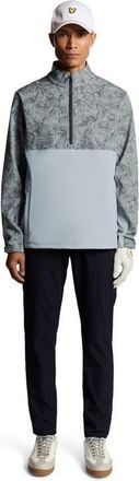 Lyle & Scott Golf Printed Half Zip Windjammer Jacket in True Iron/jet Black at Nordstrom, Size Xx-Large