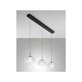 Fabas Luce Brena sospensione trasparente 3 luci lineare a led cct 2700K - 3000K - 4000K- 30W - 3240 lm dimmerabile a step
