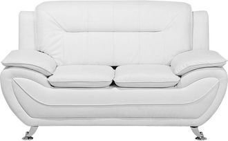 Beliani Sofa 2 Seater LEIRA Faux Leather White