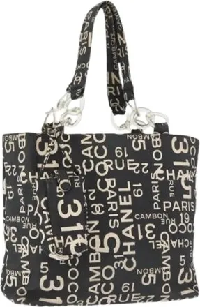 Chanel Pre-owned Tote Bags, female, Black, Size: ONE SIZE Pre-owned Canvas Tote Bag