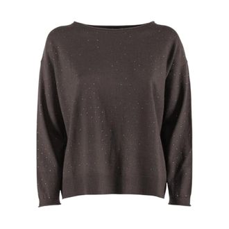 Nenette Maglia con micro strass e scollo a barchetta - Knitwear - Mujer - Marr&oacute;n - XS