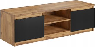 OEM Mueble De Tv Sencillo De 120 Cm, Para Tv, 2 Armarios Y Estantes, Color Negro Mate