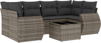 vidaXL Set De Sof&aacute;s De Jard&iacute;n 7 Piezas Con Cojines Rat&aacute;n Pe Gris Vidaxl