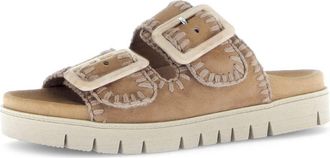Gabor Womens 2-Band Buckle Slide Sandal In Walnut