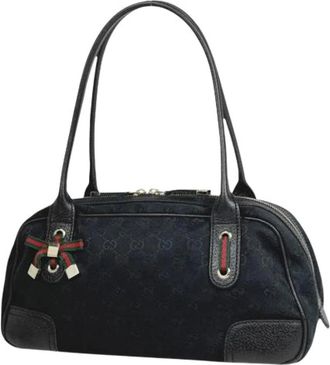 Gucci Pre-owned Handbags, female, Black, Size: ONE SIZE Pre-owned Vintage GG Canvas Shoulder Bag