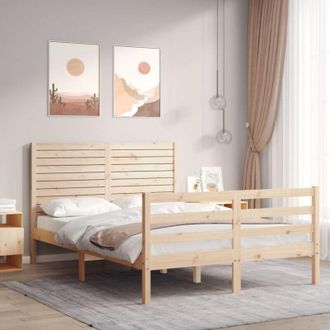 vidaXL Estructura De Cama De Matrimonio Con Cabecero Madera Maciza Vidaxl