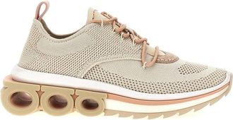 Ferragamo Beige Lace Up Sneakers