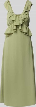 Vila Midikleid mit Volants Modell ELKE in Schilf, Gr&ouml;&szlig;e 34