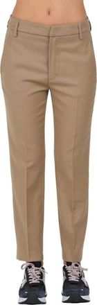 Dondup Stretch flanellen ritsbroek Nima stijl - Dames - Slim Fit Broeken - Bruin - W30 - Broeken