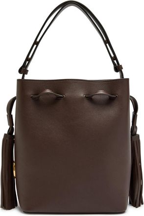 Valentino Garavani Drawstring Tassel-embellished Leather Shoulder bag - Dark Brown - One Size