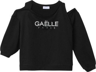 Ga&euml;lle Paris Asymmetrische trui met lange mouwen en helder logo - Dames - Sweatshirts - Zwart - XS - Katoen - Hoodies & sweatvesten
