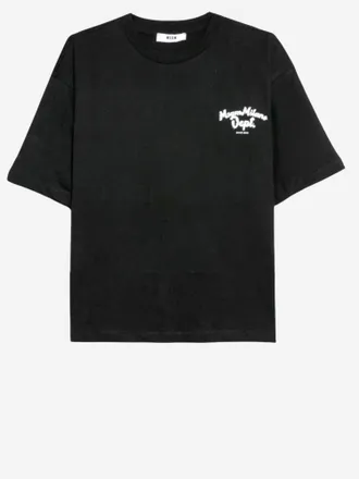 Msgm Logo-Print Cotton T-Shirt - Black