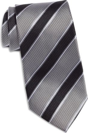 Nordstrom Stripe Jacquard Silk Tie in Silver at Nordstrom