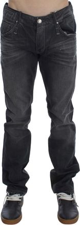 Acht Mens Straight Leg Jeans - Dark Grey Cotton - Size 34 (Waist)