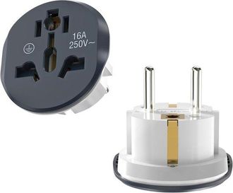 No Brand Adaptador De Viaje Ue - Juego De 2 Adaptadores De Enchufe, Alemania/reino Unido A Ue - Enchufe De Viaje Universal Para Europa, China, Ee. Uu., Austral