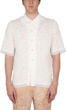 S&eacute;fr White Regular Textured Shirt