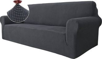 OEM Funda Para Sof&aacute; 3 Plazas - El&aacute;stica Antideslizante - Para Sof&aacute;s Con Brazos - Protecci&oacute;n Contra Mascotas - Gris