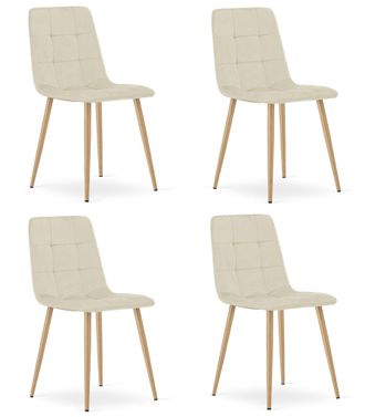 OEM Silla Kara - Terciopelo Beige Claro / Patas Color Madera X 4