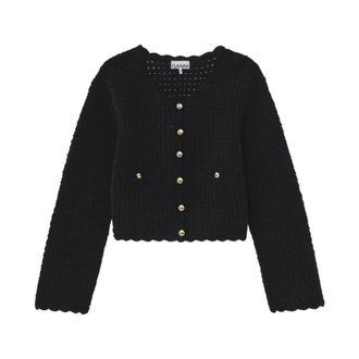 Ganni Cardigans, female, Black, Size: S Cardigan