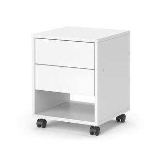 Vicco Cajonera Con Ruedas Jons, Blanco, 37 X 37 Cm Con 2 Cajones