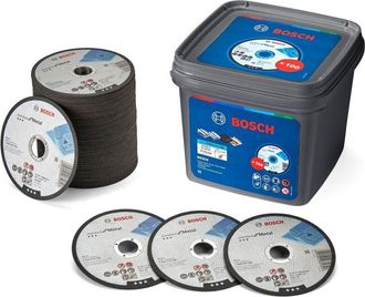 Bosch 100 Discos De Corte Est&aacute;ndar Para Metal Para Metal, Acero, Chapa, Di&aacute;metro De 125 Mm, Corte Recto, M14, Accesorio Profesional, &Oslash; 125 Mm
