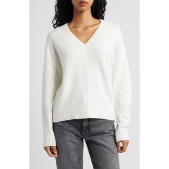 Madewell Calina Deep V-Neck Sweater in Winter White at Nordstrom Rack, Size Xx-Large
