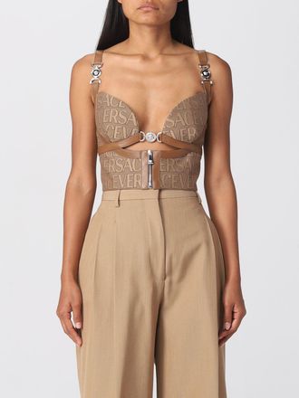 Versace Top Versace in misto cotone e pelle