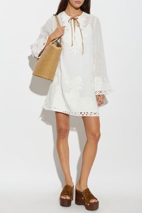 Zimmermann Dress With Openwork Pattern, Womens, White
