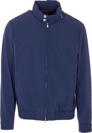 Brunello Cucinelli Blue Jacket With Frontal Zip Closure