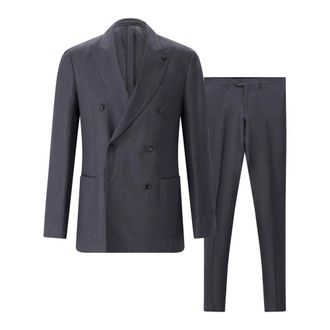 Lardini Double Breasted Suits, male, Gray, Size: 2XL Double Breasted Suit