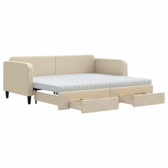 vidaXL Vidaxl - Sof&aacute; Cama Nido Con Cajones Tela Color Crema 90x200 Cm