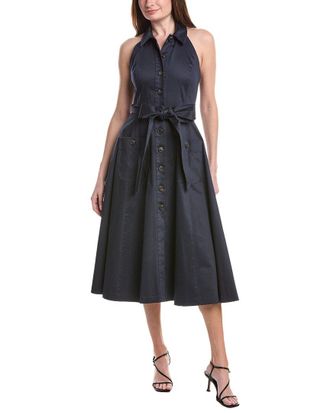 Carolina Herrera Halter Neck Button Front Midi Dress